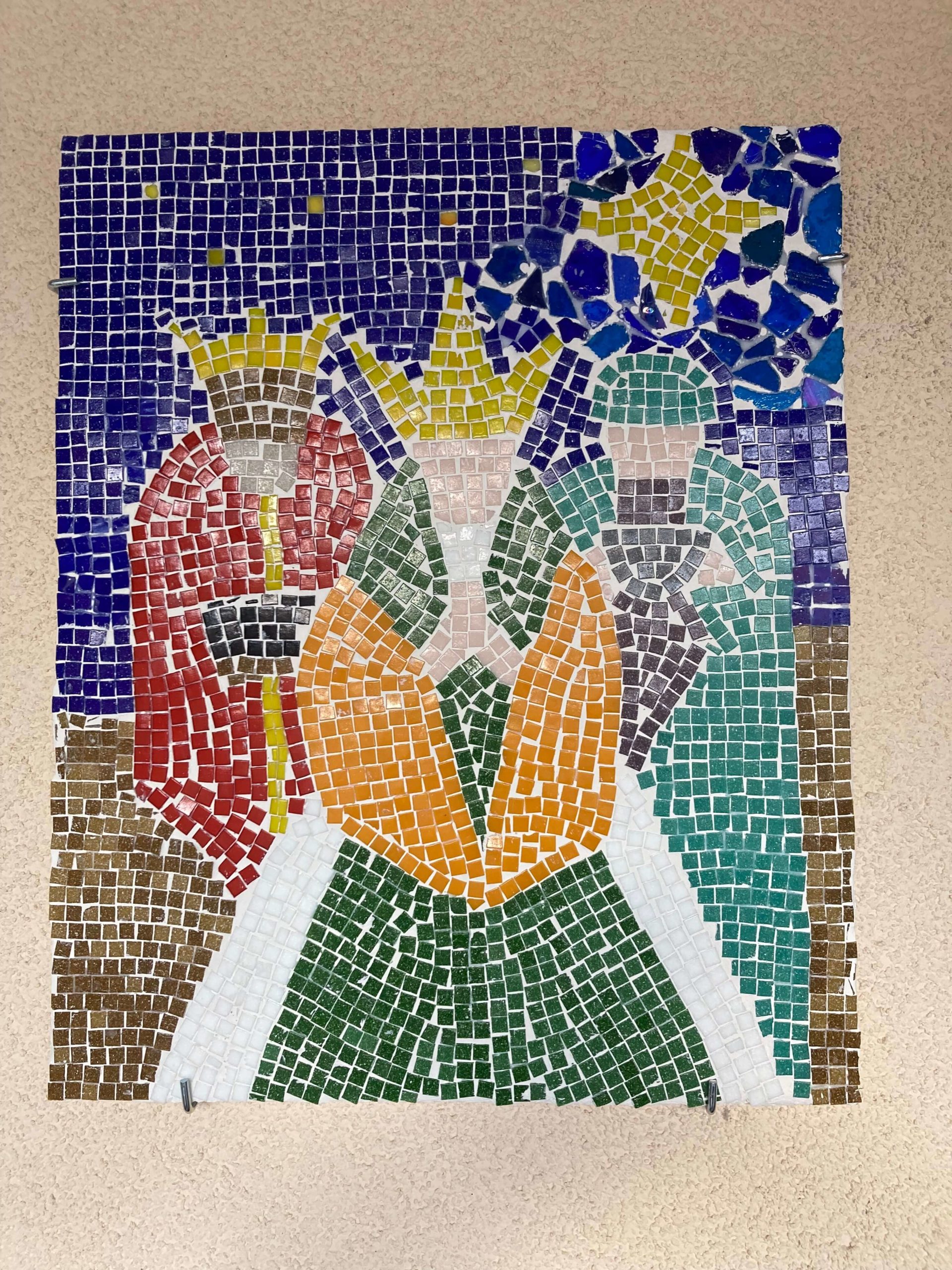 Mosaïque représentant les Rois mages, réalisé par les enfants de l'école pour la célébration 8 Décembre 2023